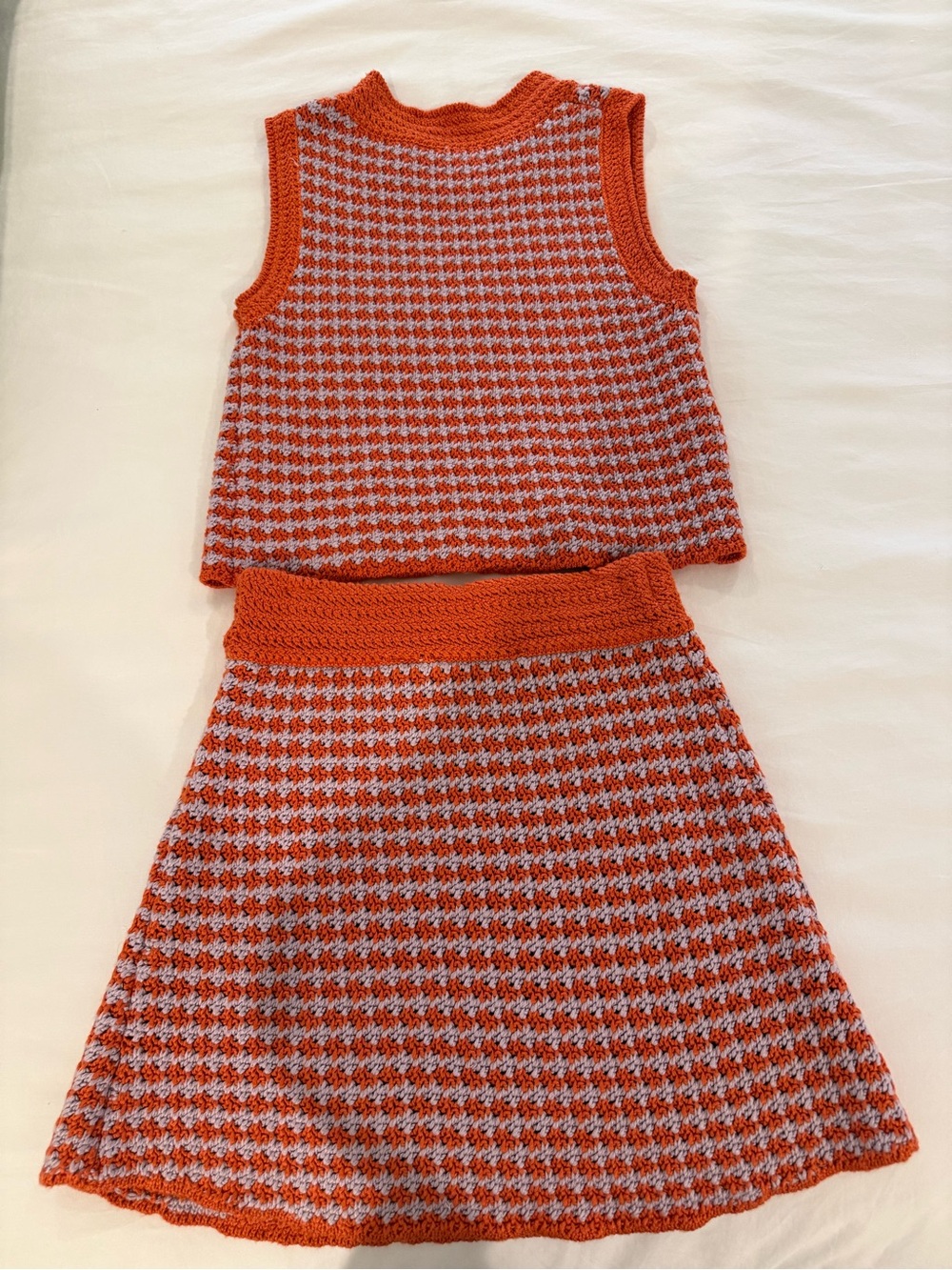 Zara Orange and Purple Striped Knit Skirt Set